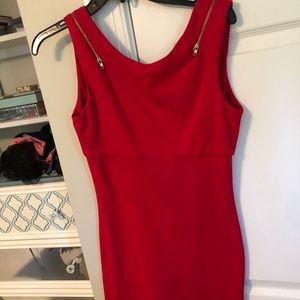 Red zipper cotton dress